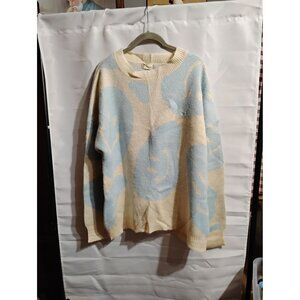 Altered State sweater pullover smiling faces pattern size med thick and warm